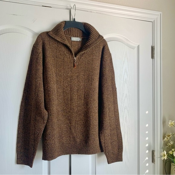 Talbots Other - Men’s Talbots Merino Wool Blend Brown Zip Sweater